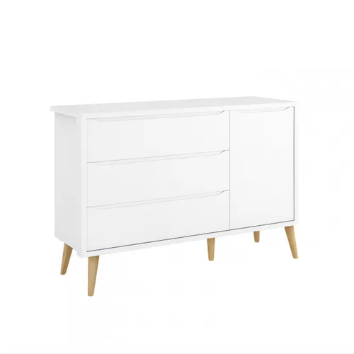 Cómoda 3 Cajones 1 Puerta Zapatera Infantil - Theo - Blanco en Blanco - Cómodas, Uruguay | Rústico Hogar