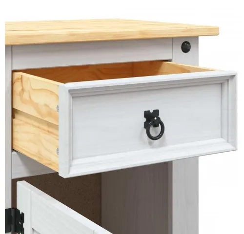 Mesa de Luz 1 P/1 C Cera/Blanco LINEA CORONA MADERA en Blanco - Mesas de luz, Uruguay | Que Sal Muebleria