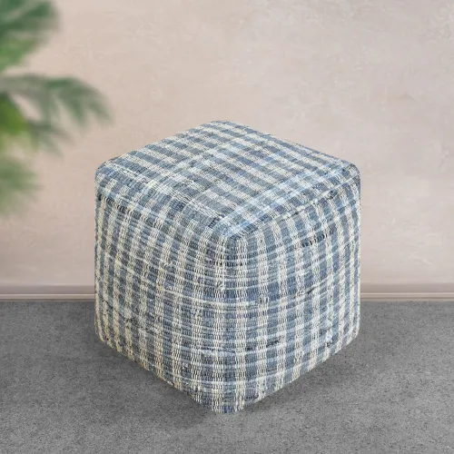 Pouf Kameel Azul Algodón Denim en Azul - Textiles, Uruguay | Divino