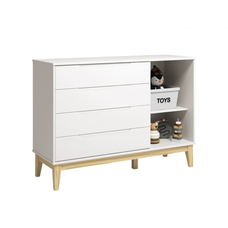 Cómoda 4 Cajones 1 Puerta Infantil - Elfe - Blanco en Blanco, Uruguay | Rústico Hogar, vista 3