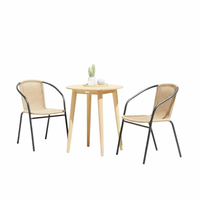 Sillas Símil Rattan con Mesa de Eucaliptus - Nassau - Beige en Madera natural - Muebles para el exterior, Uruguay | Rústico Hogar, vista 2
