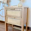 Mesa de luz doble cajón con esterilla natural en Madera natural - Mesas de luz, Uruguay | Decoramuss, vista 2 de 3
