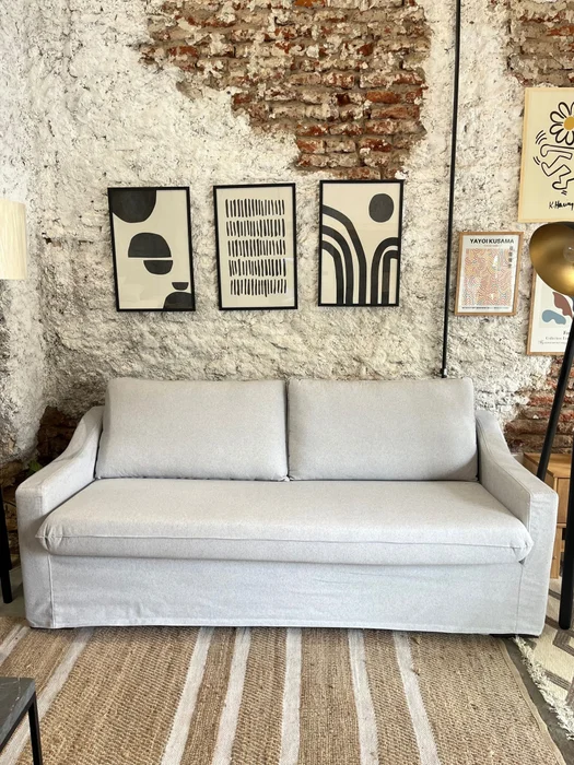 Sofá Manchester con Funda Desmontable 2 cuerpos (155cm) – Gris Claro en Gris - Sillones y sofás, Uruguay | Berna Home, vista 5