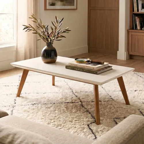Mesa de Centro Classic -Rectangular - Línea Nevada - Blanco en Blanco - Mesas de living, Uruguay | Ecowood
