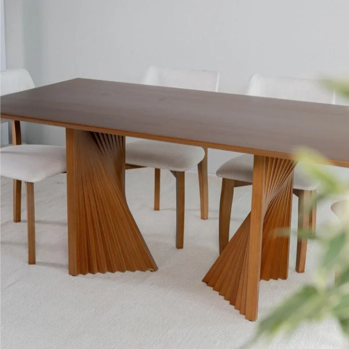 Mesa Leque - 160 x 100 tapa recta en Marrón - Mesas de comedor, Uruguay | Fábrica Italiana