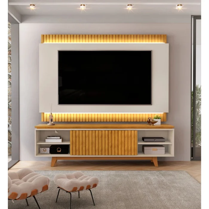 Rack con Panel Loren - Marrón en Multicolor - Muebles para TV, Uruguay | Ecowood, vista 2