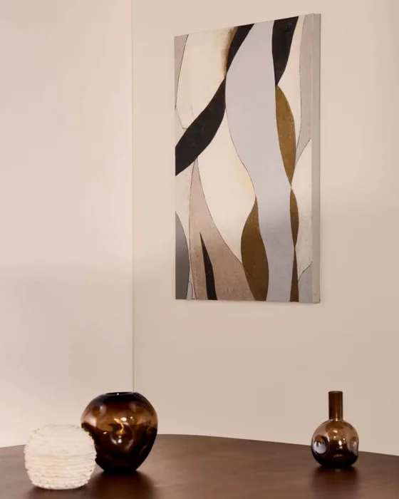 Lienzo abstracto Marvilo gris y mostaza 60 x 90 cm en Multicolor - Decoración de pared, Uruguay | Kavehome, vista 2