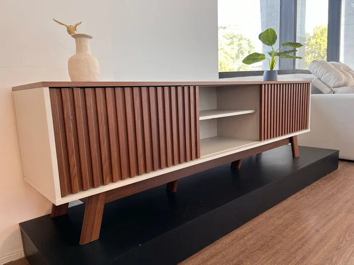 Rack para tv San Francisco 180cm con Listones de Madera en Madera natural - Muebles para TV, Uruguay | Balton, vista 3
