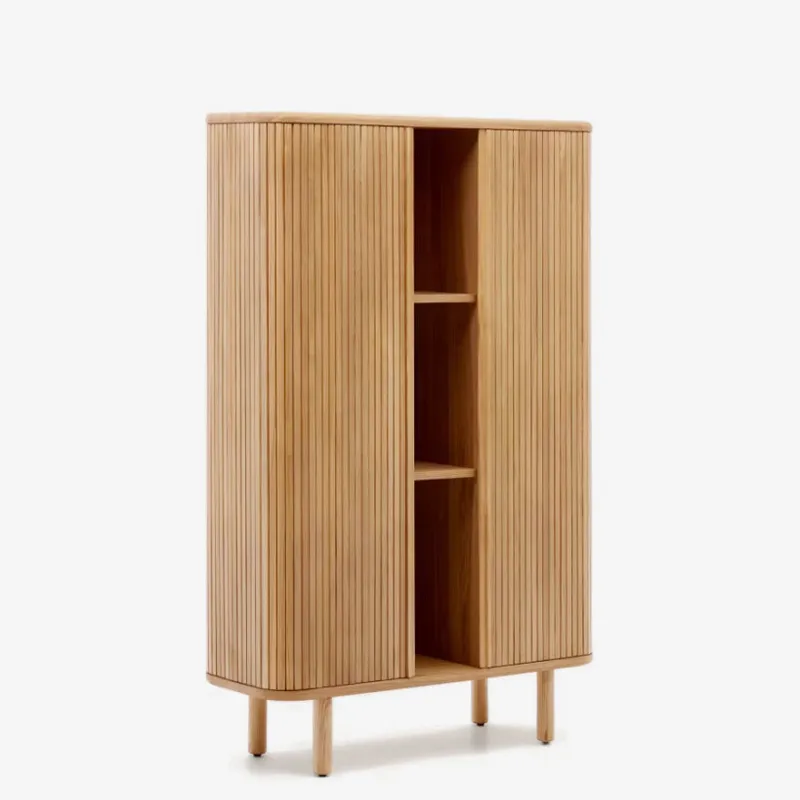 Aparador alto Mailen 2 puertas en chapa de fresno con acabado natural 110 x 160 cm en Madera natural - Aparadores y recibidores, Uruguay | Kavehome