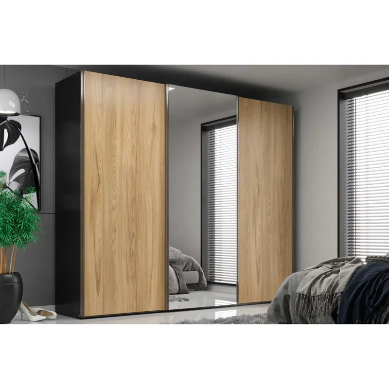 Placard Ropero 3 Puertas Mdf Negro Venetto en NEGRO NATURAL - Roperos y placares, Uruguay | Divino, vista 3