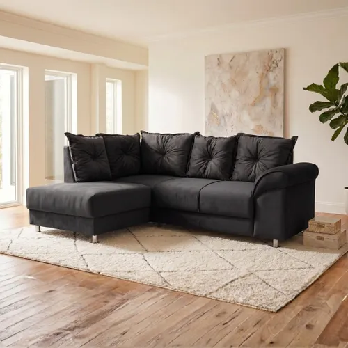 Sillón Esquinero 5 lugares - Bari - Negro en Negro - Sillones y sofás, Uruguay | Rústico Hogar