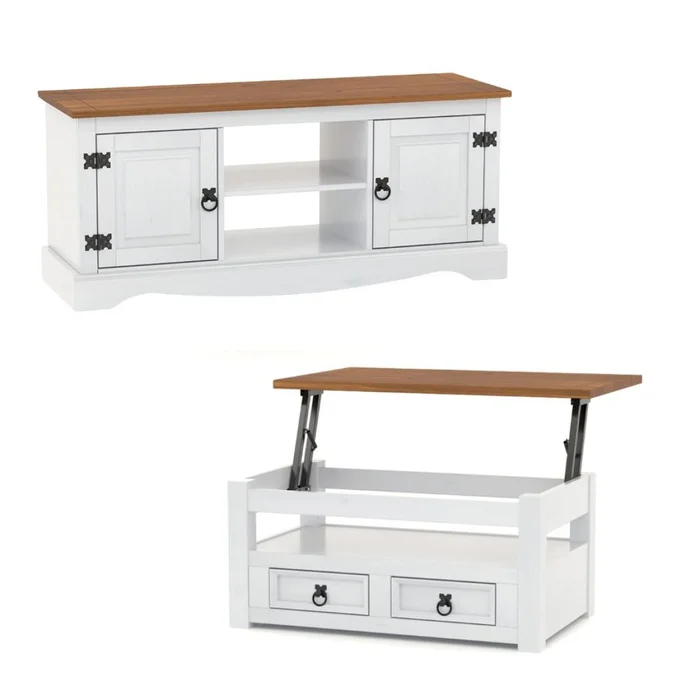 Promo Rack de Tv + Mesa Ratona Articulada Linea Naturale - Blanco/Roble en Multicolor - Muebles para TV, Uruguay | La Cueva Muebles, vista 2