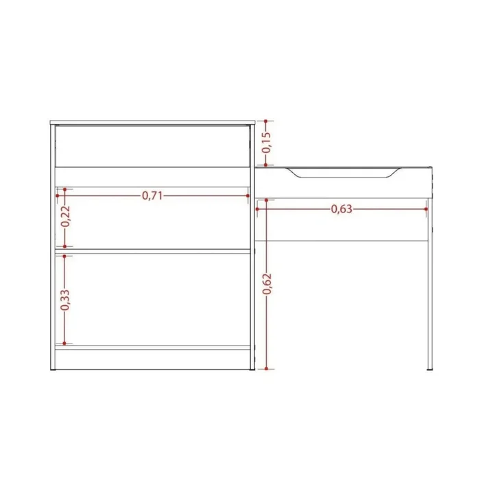 Escritorio Tocador 1 puerta 1 cajón - Trend - FIT - Blanco en Blanco - Escritorios, Uruguay | Ecowood, vista 5