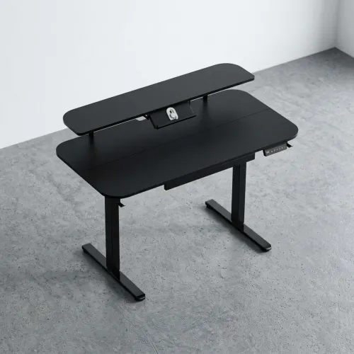 Escritorio Regulable Metal-y-mdf Negro Aileron en Negro - Escritorios y sillas de escritorio, Uruguay | Divino