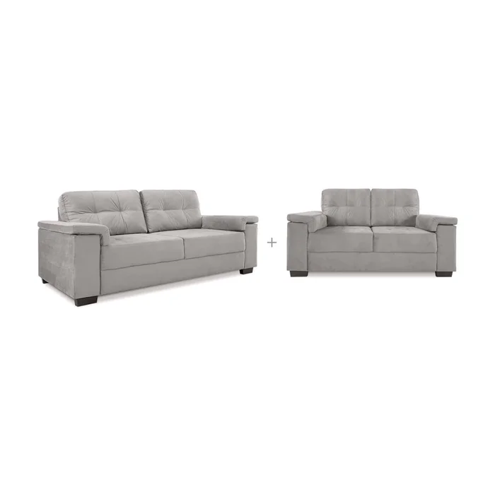 Juego De Sillones Tela Luares Gris 3 + 2 Cuerpos en Gris - Sillones y sofás, Uruguay | Divino, vista 2