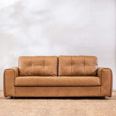 Sillon Cuero Raffaello 3 Cuerpos Amendoa en Marrón - Sillones y sofás, Uruguay | Aihaus
