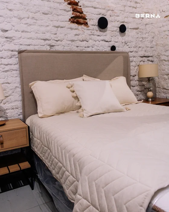 Respaldo Volado 1 Plaza y Media – Beige en Beige - Respaldos de cama, Uruguay | Berna Home, vista 4