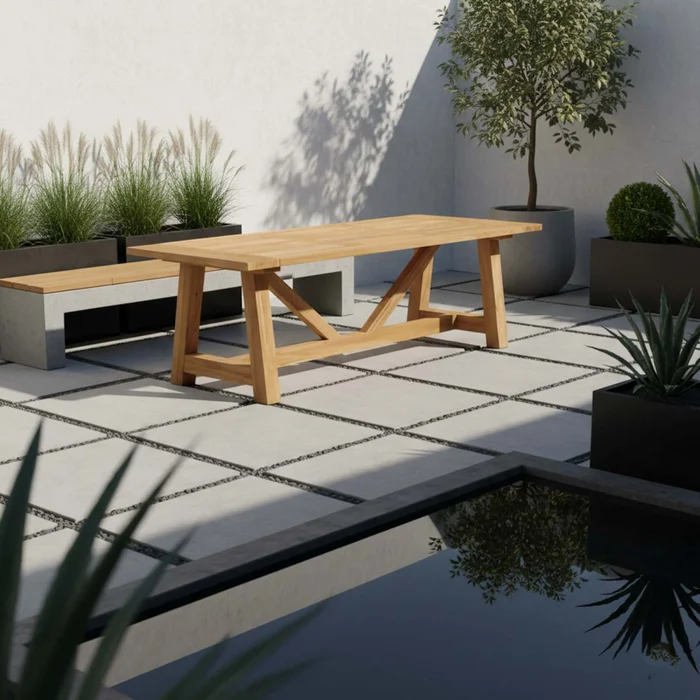 Mesa Comedor Exterior Madera Natural-beige Funny en Madera natural - Muebles para el exterior, Uruguay | Divino