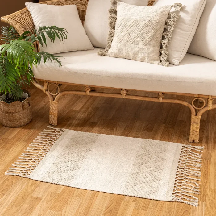 Alfombra de Algodón Textura Rombo en Beige - Alfombras, Uruguay | Arredo
