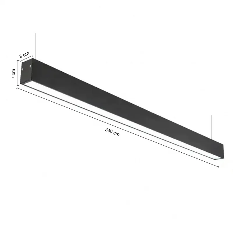 Luminaria Lineal LED 72W Negro Luz Cálida 240 cm en Negro - Lámparas colgantes, Uruguay | Serlux, vista 5