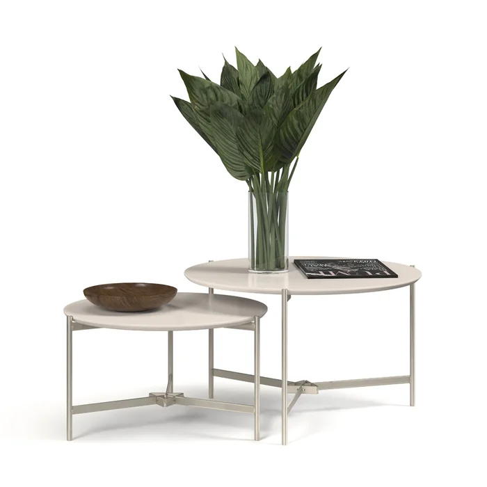 Conjunto Mesas De Living Redondas Patas De Hierro Tapa Mdp Blanco en GRIS, BLANCO, NEGRO - Mesas de living, Uruguay | Soy Hogar