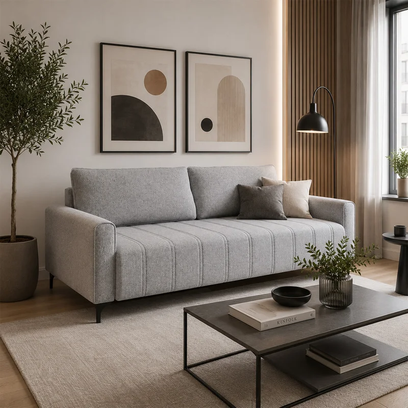 Sofa 3 Cuerpos Tapizado Tela Terciopelo Patas Metalicas en Gris - Sillones y sofás, Uruguay | Soy Hogar, vista 3