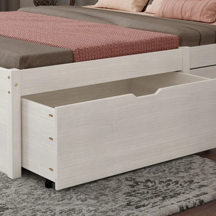 Cama Madera Maciza Con Cajones - 2 plazas - Linea Beauty - Blanco en Blanco - Dormitorio, Uruguay | Rústico Hogar, vista 3