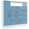 Cómoda cajonera 4 cajones 1 puerta 93x38x91 - Blanco / Celeste en Multicolor - Cómodas, Uruguay | Mulata, vista 2 de 3