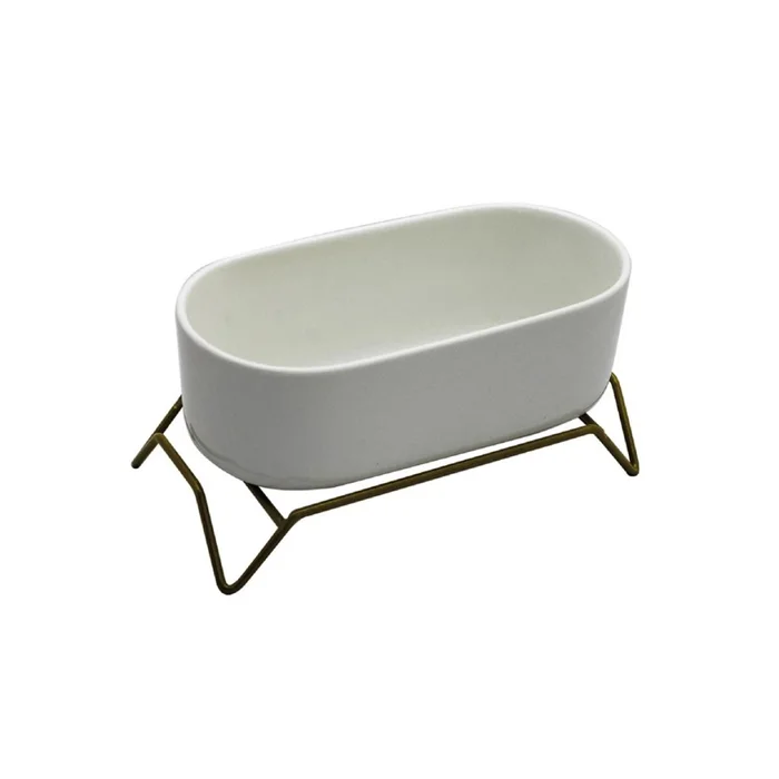 MACETA CERAMICA C/BASE 17x9x9CM BLANCO/DORADO en Blanco - Macetas, Uruguay | Decohogar, vista 2