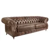 Sofa 3 Cuerpos Cuero-100-natural Marron New Chesterfield Choc. en Marrón - Sillones y sofás, Uruguay | Divino, vista 2 de 6