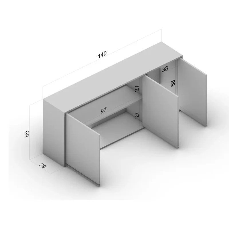 Aereo Modular Alto 3 Puertas Con Estante Mdp en Gris - Muebles, Uruguay | Soy Hogar, vista 5