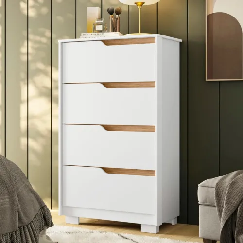 Comoda 4 Cajones - Línea FIT - Blanco en Blanco - Cómodas, Uruguay | Ecowood