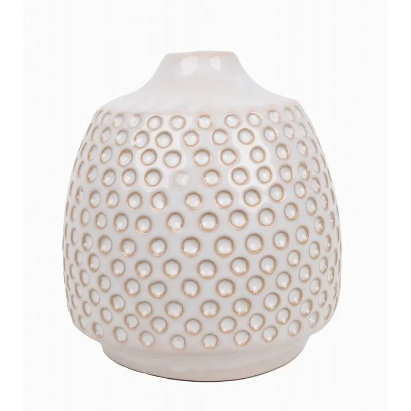 FLORERO RELIEVES D9x10CM CERAMICA BLANCO en Blanco - Jarrones, Uruguay | Decohogar
