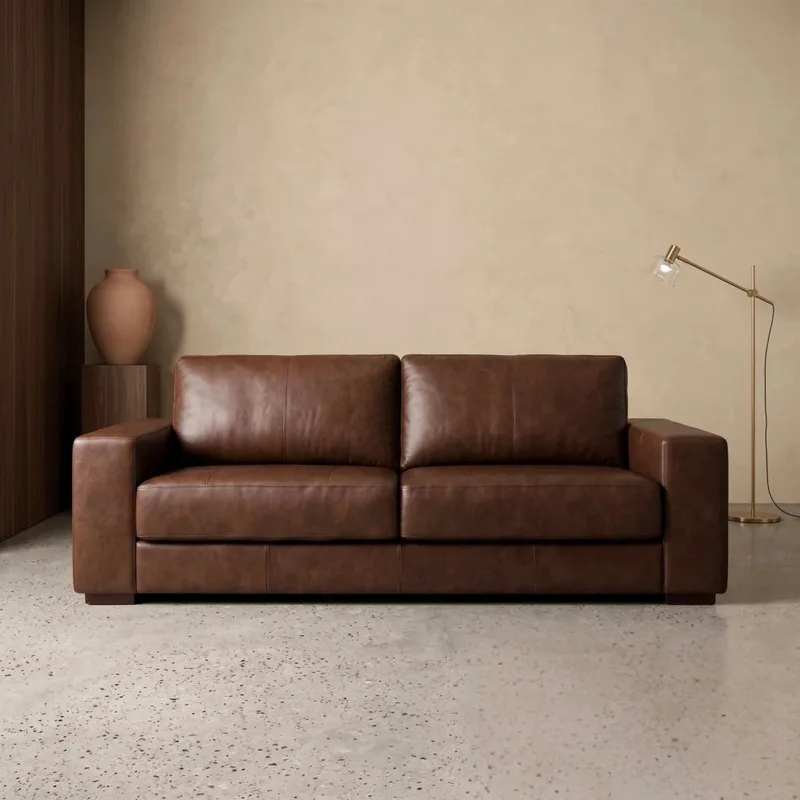 Sillón 3 cuerpos Como - 100% Cuero - Caramelo en Marrón - Sillones y sofás, Uruguay | Ecowood