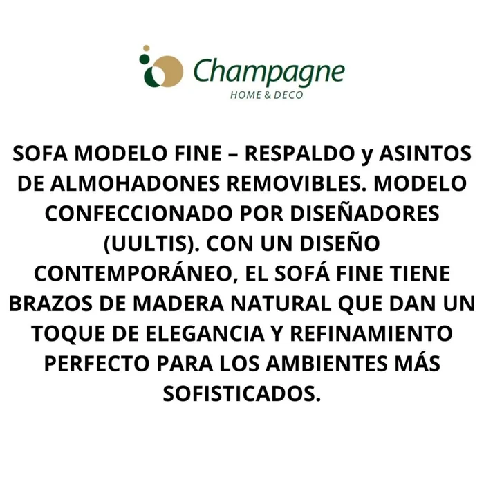 Sofa 1 cuerpo - Madera cinamomo - Tela tramada Beige en Madera natural - Sillones y sofás, Uruguay | Champagne Home, vista 2