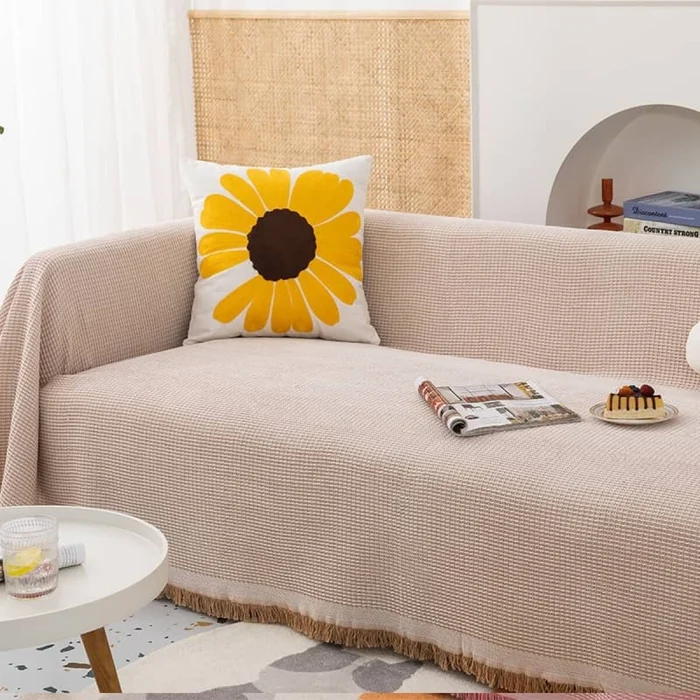 Manta para sillón y cama 230x250cm - beige en Beige - Textiles, Uruguay | Buho Store