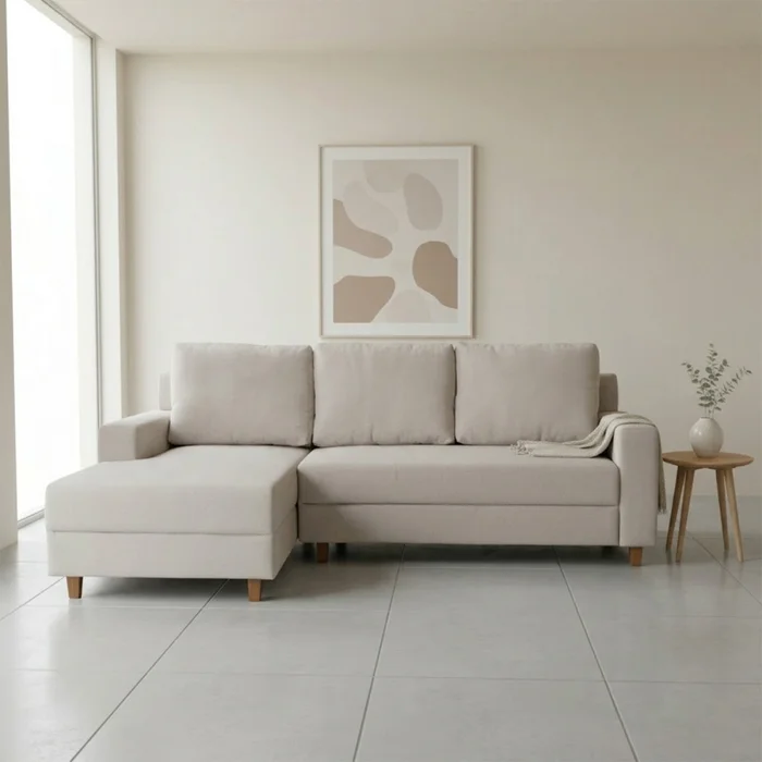 Rinconera Lucci - Tela Microfibra - Chaise izquierdo - Berlin 02 (Beige) en Beige - Sillones y sofás, Uruguay | NYR, vista 2