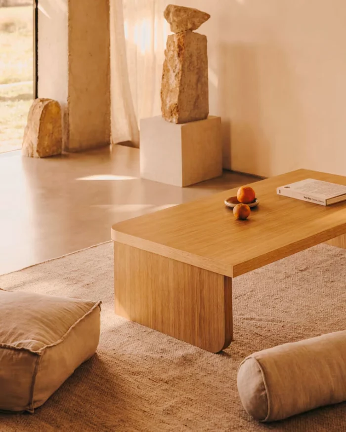 Mesa de centro Oaq de chapa de roble con acabado natural - 140 x 75 cm en Madera natural - Mesas de living, Uruguay | Kavehome, vista 2