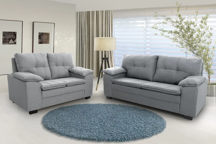 Juego De Living Sillón 3+2 Cuerpos Tapizado Tela Chenille en Gris - Sillones y sofás, Uruguay | Soy Hogar, vista 3