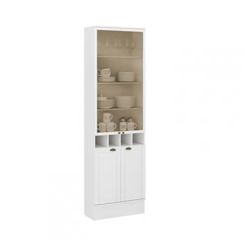 Armario Cocina Americana 2 Puertas de Vidrio Blanco en Blanco - Aparadores y recibidores, Uruguay | Rústico Hogar