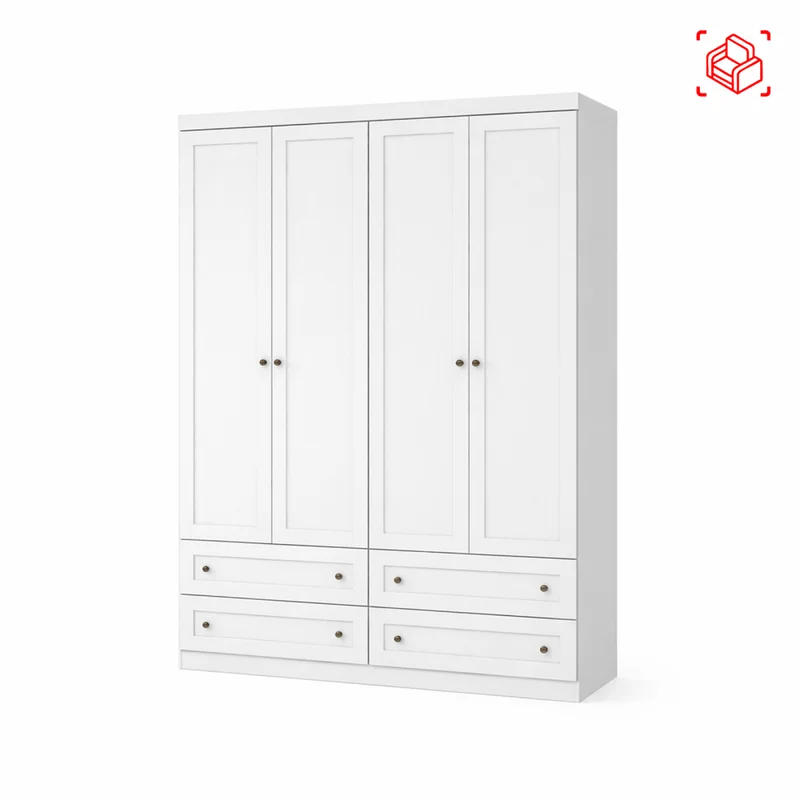 Placard Ropero 4 Puertas Mdf-y-mdp Blanco Americano en Blanco - Roperos y placares, Uruguay | Divino, vista 7