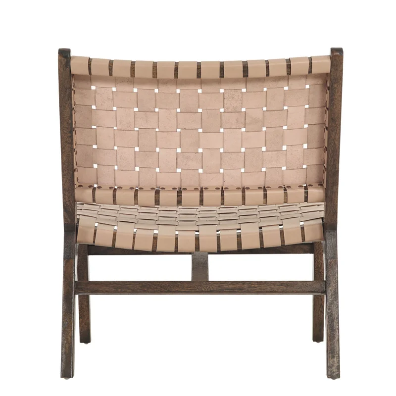 Butaca Cuero-y-madera Marron Kaia Taupe en Beige - Sillones y sofás, Uruguay | Divino, vista 7