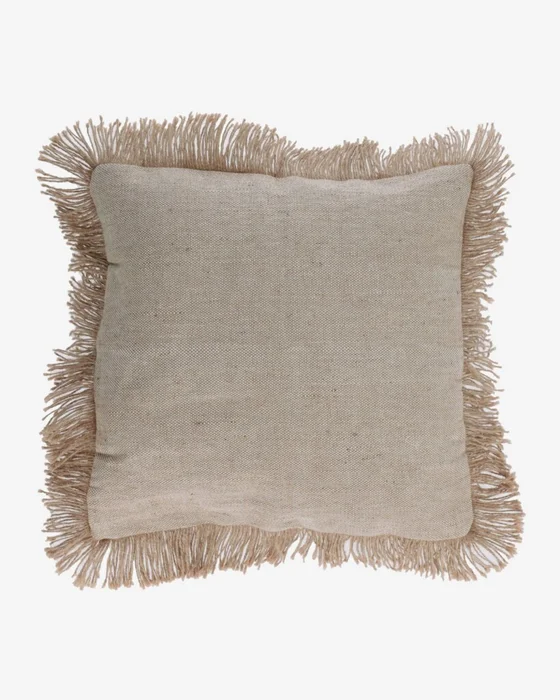 Almohadón Delcie de algodón beige con flecos de yute de 60 x 60 cm en Beige - Textiles, Uruguay | Kavehome