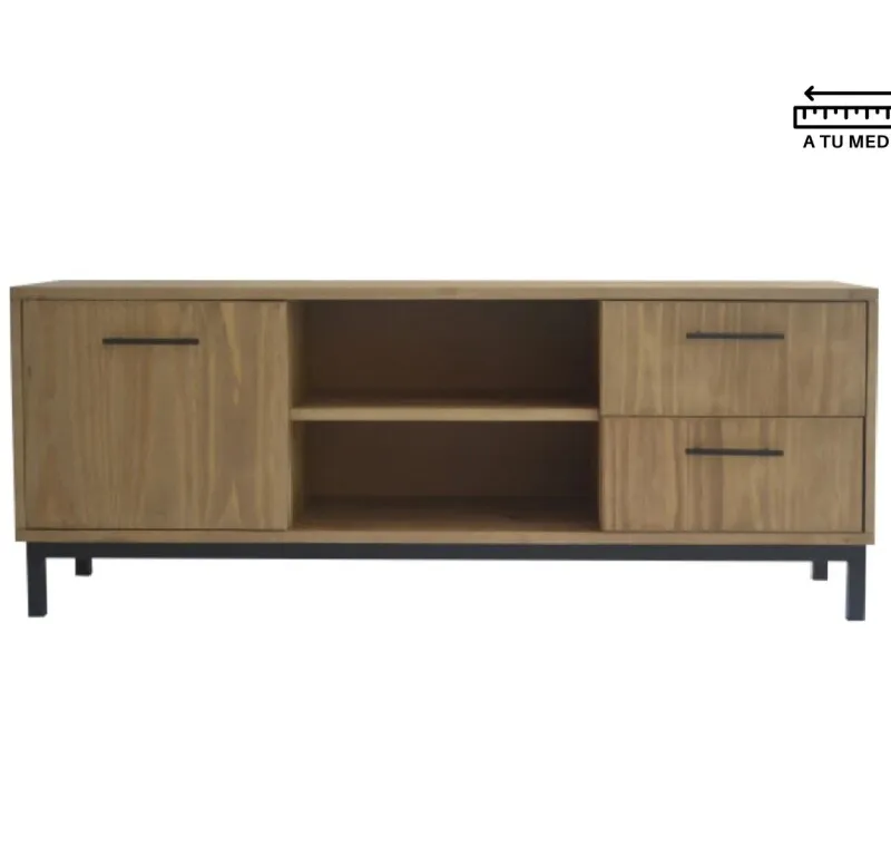 Rack IRON Moderno 1.40m en Madera natural - Muebles para TV, Uruguay | Finkel