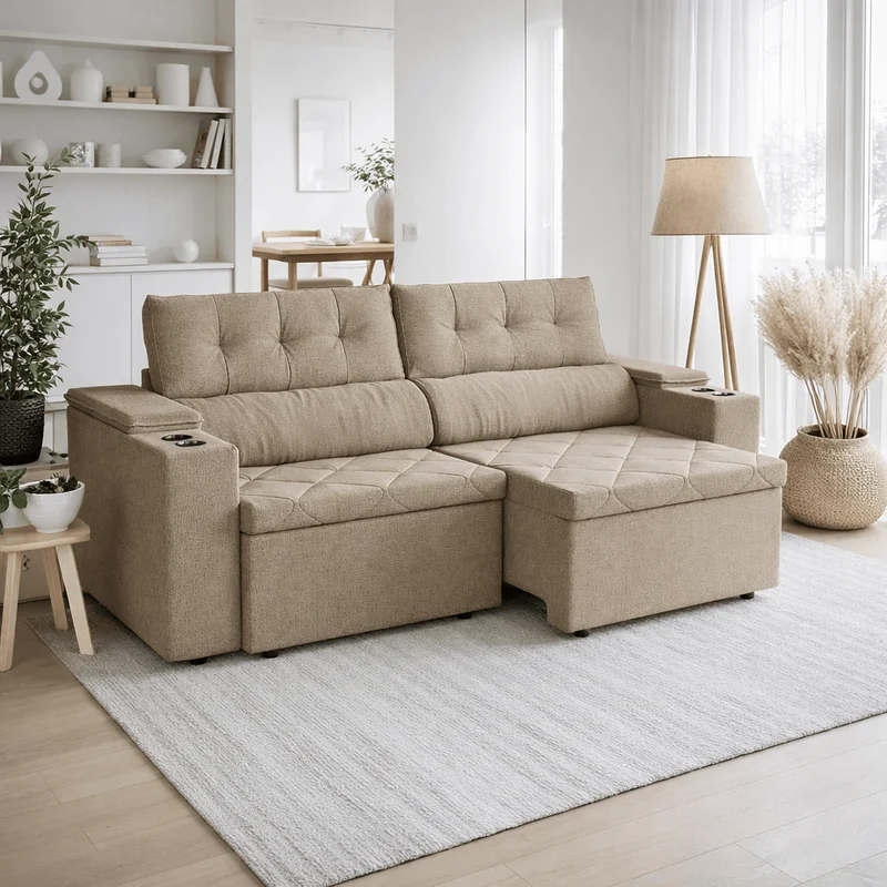Sofa Otto 260CM - Retractil/Reclinable en Beige - Sillones y sofás, Uruguay | Balton, vista 4
