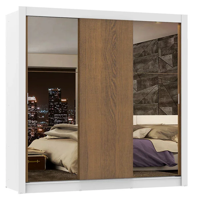 Ropero Placard Matrimonial Monaco 170CM con 2 Espejos 3 Puertas Corredizas en Negro/Rustico - Roperos y placares, Uruguay | Balton, vista 11