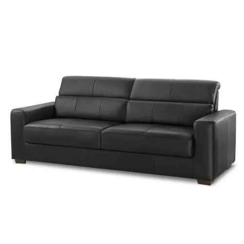 Sillón 100% Cuero - 3 Cuerpos - Berkley - Negro en Negro - Sillones y sofás, Uruguay | Ecowood