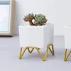 MACETA CERAMICA C/BASE 6x6x9CM BLANCO/DORADO - Macetas, Uruguay | Decohogar, vista 3 de 5