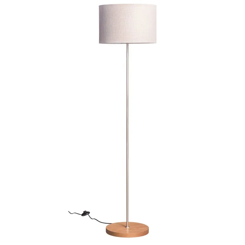 Lámpara de Pie Slim - Pantalla Lino en Castaño y Dorado – Material Pie: Hierro – Material Base: Madera – Material Panta - Lámparas de pie, Uruguay | Berna home