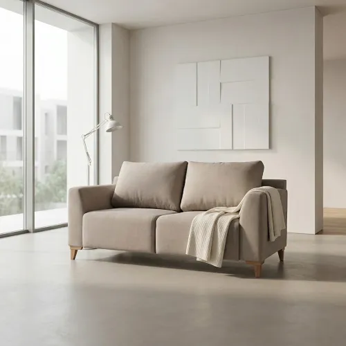 Sofá Gino - Microfibra - 2 cuerpos - TC 1010 (Beige) en Beige - Sillones y sofás, Uruguay | NYR